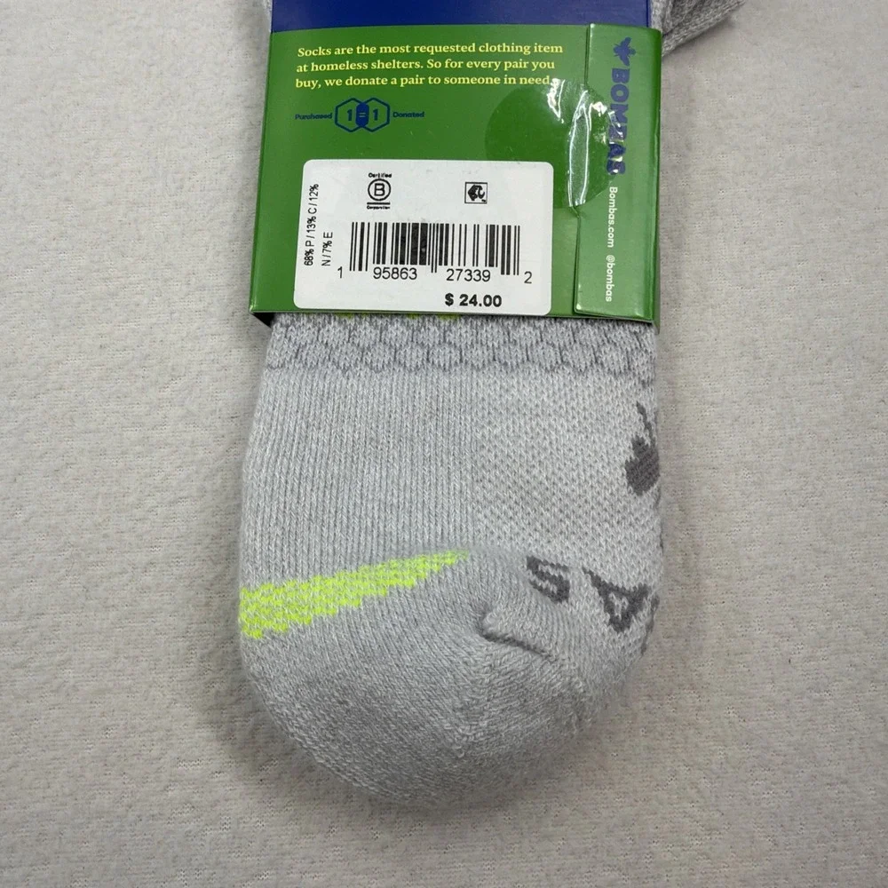 Bombas Performance Compression Ankle Socks Large Men's Size 9.5-13 NWT Gray